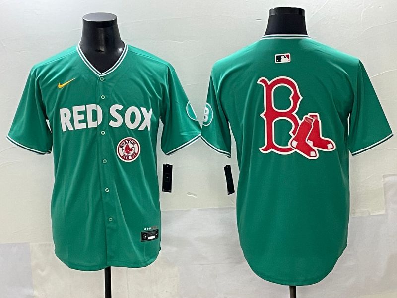 Men 2025 Boston Red Sox Blank Green Joint Name Nike MLB Jersey style 10